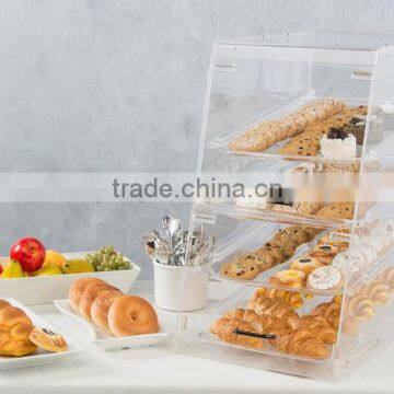 Bakery Display Cake Case with 3 Tiers open door bread storage box food bins