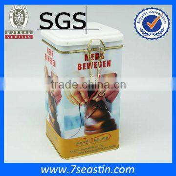 Airtight clear square cookie box , tea tin can with lock