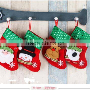 2016 hot item santa snowman design christmas stocking wholesale for decorating