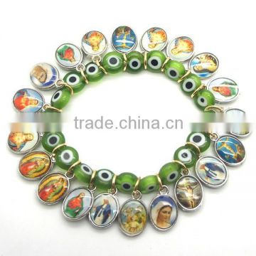 Hot Selling Attractive Cute Design Bracelet, catholic beads bracelet with medal