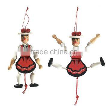 Wooden Hot Sale Custom Pull String Doll in Good Quality Funny Wonden Marionette