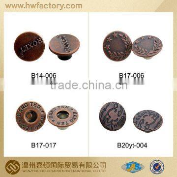 wholesale custom metal jeans button