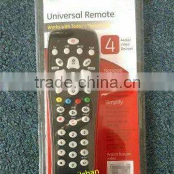 ZF High Quality Black 38 keys 4 in 1 Universal Remote Control for 4-Device with Blister Package