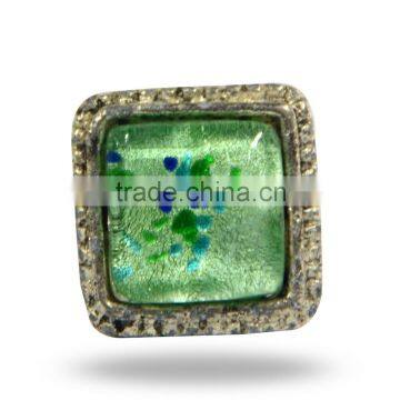 Metal & Glass square Knob (Green)