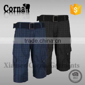 New fashion breathable polyester mens summer worsted short pants suit with great price