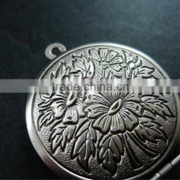 27mm Vintage Style Antiqued Silver Flower Photo Locket Pendant Charm DIY Supplies 1113026