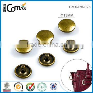 Fashion brass strong against scratch metal rivets for leather bags