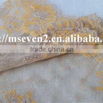 100% Embroidery Latest Design in Gold Color Fower Elastic Band Lace Frontal for Dress photo-4
