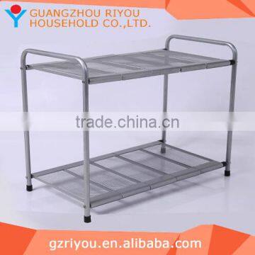 2 Shelf Wire Mesh Basket Shelving & Mental Square Shelves with Wheel for Restaurant