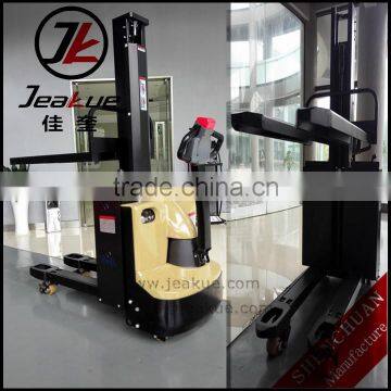 1T one mast double lift electric stacker forklift