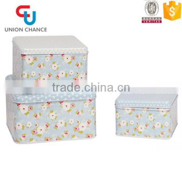 3PCS Small Square Tin Box Set