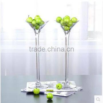 Tall Wedding Table Centerpiece Decoration Champagne Floral Ornament Clear Glass Vases photo-2