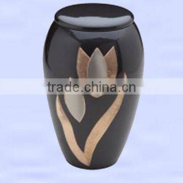 Dark Flower designed Cremation Urn, Very Well finish Brass Urn