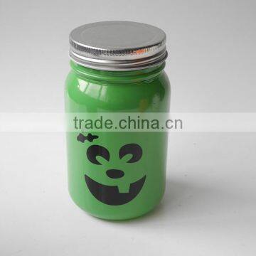 Colorful Halloween Decoration Skull Glass Jar With Lid photo-3