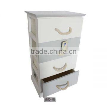 White Frame Wood Drawer Basket Storge Shelf