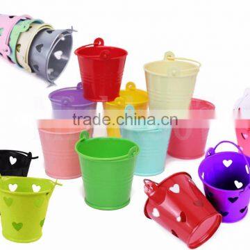 Multi-Colour Mini Metal Plain / Heart Wedding Party Christening Favour Gift Pails Tin Buckets