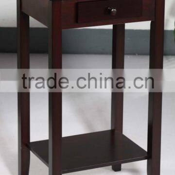 wooden square table with flower sticker