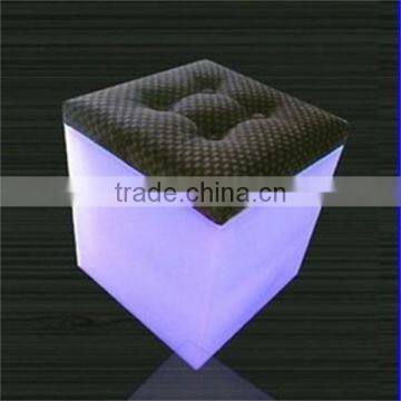 PE Material Rotational Moulding Plastic rechargeable LED colorful bar cube chair/ remote Color changing led cube stool