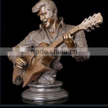 Bronze Foundry Home Decor Metal Craft Man Guitar Bust Bronze Sculptures photo-2