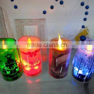 Plastic LED Battery Operated Printing Christmas Candle Decoration photo-3