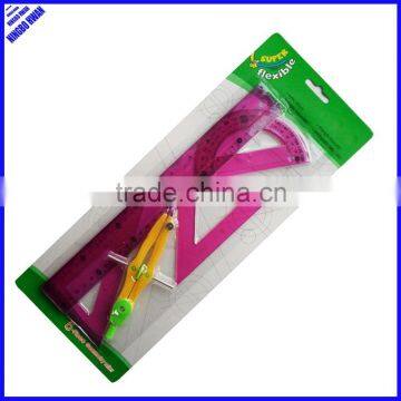 New designer 5pcs clear pvc soft drawing geometry math set