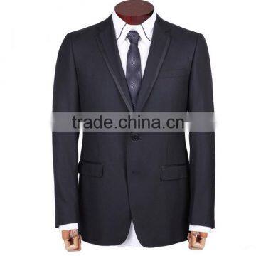 Exclusive Wool Silk Fashion Single Breast Two Button Satin Notch Lapel Blazer photo-2