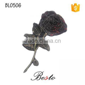 Wholesale Long Sequin Rose Flower Applique for Baby Dresses photo-6