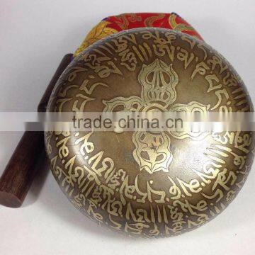 Om Crafted Buddhist Jaap Mantra Carving Kasha Special Sound Singing Bowl photo-4