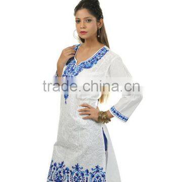 Ladies Kurta Neck and Sleeves Designs Embroider Pathani Kurta HSK2513 photo-2