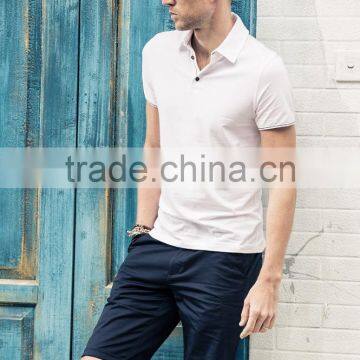 Hot Custom Slim Fit Pure White Cotton Mens Blouse Polo Shirt photo-2