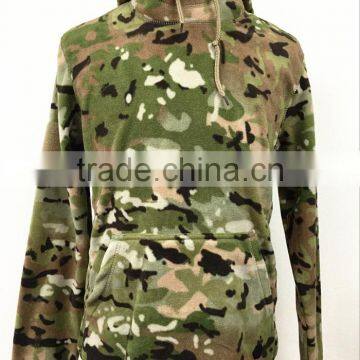 2017 Spring polar fleece mens camouflage coat with hoodie