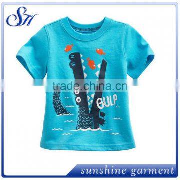 Cotton OEM Plain Unisex T Shirt Well Fitting Blue Kids Tee Shirt