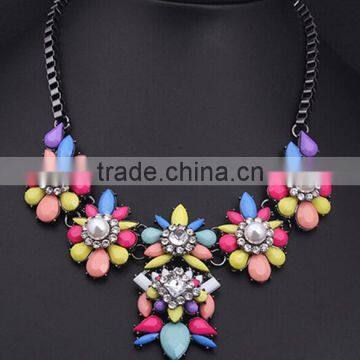 Fashion multicolor resin pendant cheap necklace jewelry hot sale