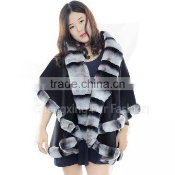 CX-B-P-60 Winter Fashion Fur Flower Women Pashmina Shawl photo-2