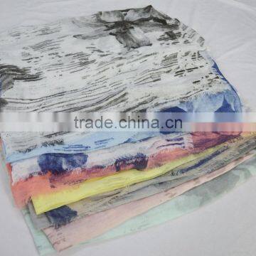 Fashion New Coming Ladies Viscose Voile Chiffon Scarf With Flower Printing photo-2