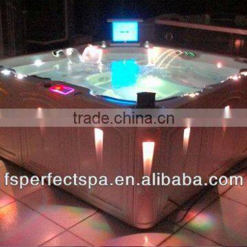 luxury hot tub & outdoor spa with LED light and TV