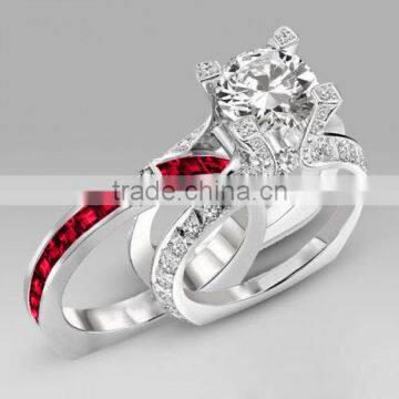Trendy Fashion Wholesale Fine Jewelry Romantic cz Diamond Engagement Wedding Ring Set photo-3