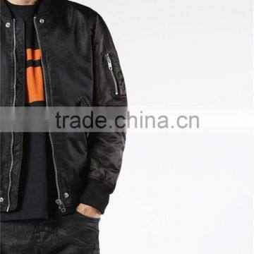 MGOO Manufacturer Custom Designs Mens Jackets Basic Plain Black Bomber Jackets 100 Cotton Long Sleeves Pockets photo-4