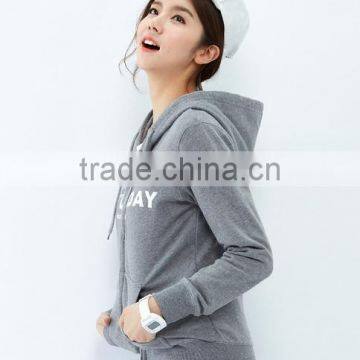 Female Section Hemp Grey Cultivate One's Morality Version Hooded Cardigan Fleece Jacket photo-5