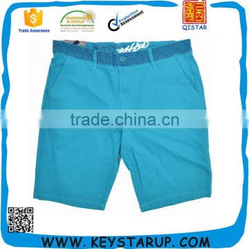 Plain Cyan Cargo Bermuda Style Shorts Mens