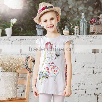 S60726B 2017 T Shirt Short Sleeve Children's T-shirt Cotton Cartoon For Girls photo-3