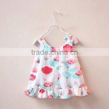 2016 New Print Design Flower Ruffles Baby Girls Dresses photo-3