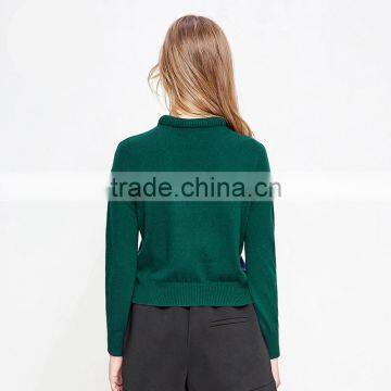 2017 New Style Geometric Design Women Green Color Pullover Sweater photo-2