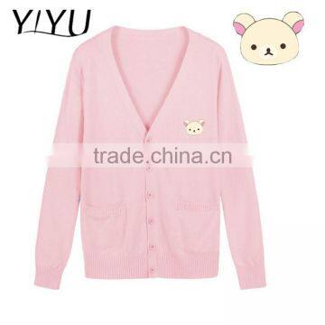Wholesale Women Cute V Neck Cotton Japanese School Uniform Cardigans for Students photo-3