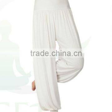 woman fashion white rayon baggy yoga pants long