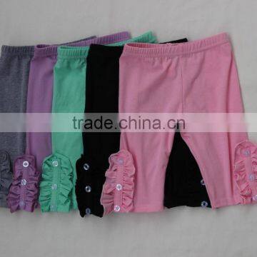 2017 Seasons Baby Girls Cotton Pants Beautiful Kids Girls Solid Color Capris Lace Ruffle photo-2