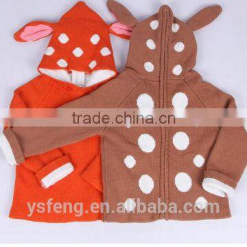Deer Ear Baby Sweater Zipper Cardigan With A Hood Children Sweater photo-4