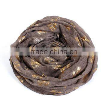 Cotton Polyester Blend Scarves & Wraps Rectangle Golden Brown Heart Import Scarf photo-3
