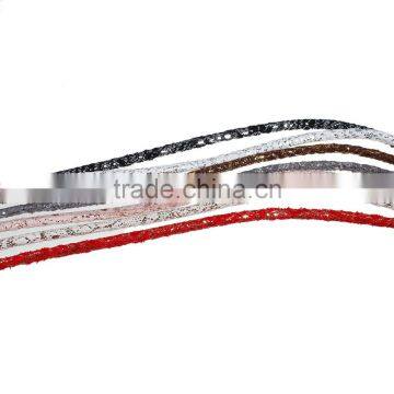 Grey Silver Glitter Round PU Leather Cord photo-2