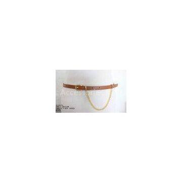 Tan Navy Leopard Cloth PU Belts , sewing belts gold Chain For girls